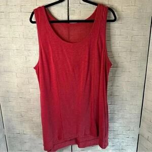 KENAR Cranberry red tank top, sheer quarterback, activewear athleisure plus size